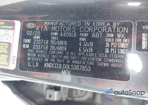 2020 Kia Niro Plug-In Hybrid Ex z USA, uszkodzony, nr VIN KNDCD3LD0L5387853